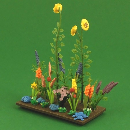 Britains Floral Garden Assorted Flowers in rectangle bed