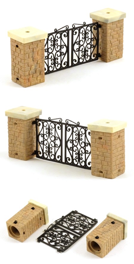 Stone Pillars and Wrought Iron Fence/Gates